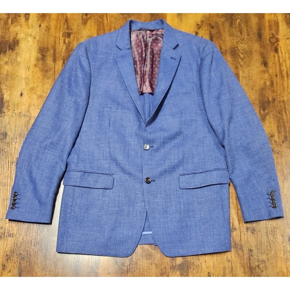 Ralph Ralph Lauren Mens Blue Micro Houndstooth Blazer Sport Coat 42L